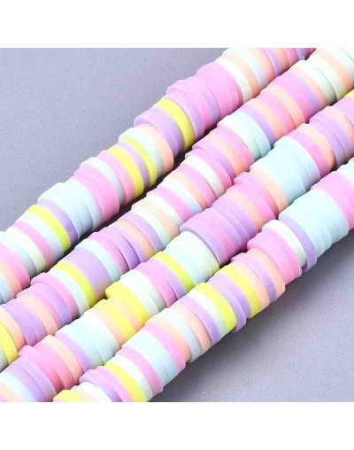 Discos. Color mixto. Pastel (1). 6  mm diámetro. 1 mm grosor. 1 mm perforación. 380~400 uds hilo.