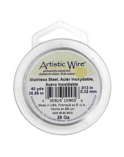 Acero inoxidable. Plateado. Redondo. Calibre 28 (0,32 mm).Temple suave. 40 yardas