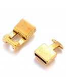 Cierre Snap Lock. Aleación de cobre. Color dorado. 22x12x6 milímetros. 3x10 mm perforación. 2 sets
