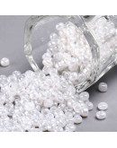 Color Sólido Ceylon. WHITE. 3 milímetros. 1 mm perforación 40 gramos