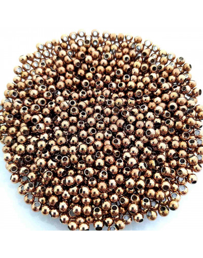 Separadores esfera Acero Color Gold Rose 3 mm diámetro 1,50 mm perforación 40 unidades