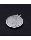 Yin-Yang. Acero inoxidable. Color plata antigua.14x12x1 mm.. 1,2 mm perforación. 1 unidad Yin-Yang. Acero inoxidable. Color plata antigua.14x12x1 mm.. 1,2 mm perforación. 1 unidad