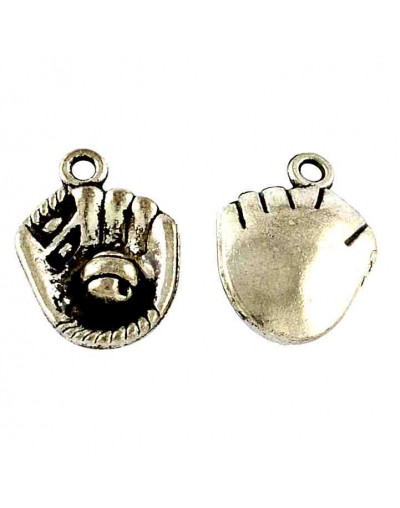 Deportes: Beisbol (1). Aleación de cobre. Color plateado. 20,8x14,6x5 mm. 2 mm perforación. 4 uds. Deportes: Beisbol (1). Aleación de cobre. Color plateado. 20,8x14,6x5 mm. 2 mm perforación. 4 uds.