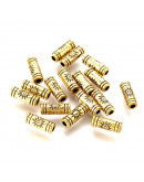 Tubo (4). Aleación de cobre. Color dorado. 9,5x3,5 milímetros. 1,5 mm perforación. 20 unidades.