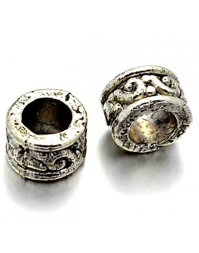Tibetan beads Alloy Color plata antigua 5x3 milímetros 3 mm perforación 20 unidades