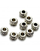Tibetan beads Alloy Color plata antigua 4x2 milímetros 2 mm perforación 20 unidades