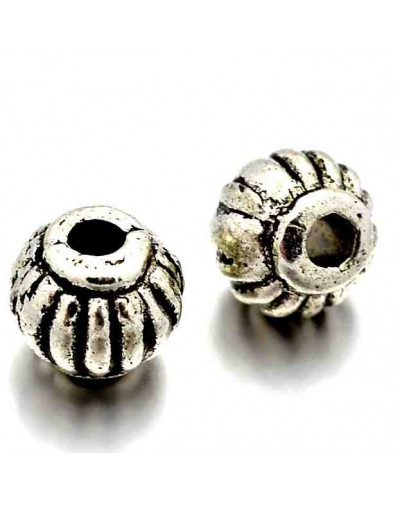 Tibetan beads Alloy Color plata antigua 5 milímetros 2 mm perforación 20 unidades