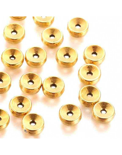 Donut (2). Aleación. Color oro antiguo. 5x2 milímetros. 1 mm perforación. 20 unidades.