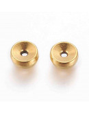 Donut (2). Aleación. Color oro antiguo. 5x2 milímetros. 1 mm perforación. 20 unidades.