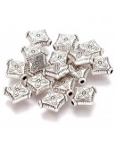 Tibetan beads Aleación de cobre Color plata antigua 10 mm diámetro 1 mm perforación 20 ud