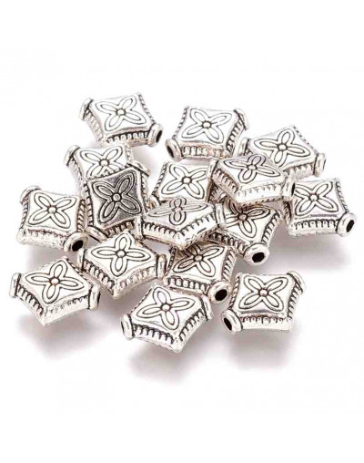 Tibetan beads Aleación de cobre Color plata antigua 10 mm diámetro 1 mm perforación 20 ud