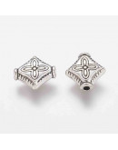 Tibetan beads Aleación de cobre Color plata antigua 10 mm diámetro 1 mm perforación 20 ud