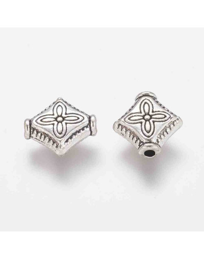 Tibetan beads Aleación de cobre Color plata antigua 10 mm diámetro 1 mm perforación 20 ud