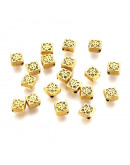 Tibetan beads Aleación de cobre Color dorado 6,5 milímetros 1 mm perforación 20 unidades