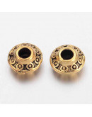Tibetan beads Aleación de cobre Color dorado 6.5x3.5 mm 2 mm perforación 20 unidades