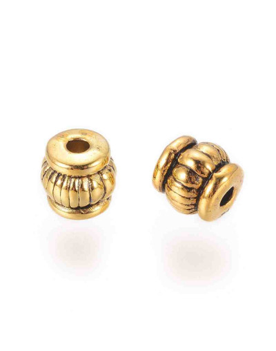 Tibetan beads Aleación de cobre Color dorado 5x5x5 mm 1.5 mm perforación 20 unidades
