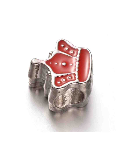 Corona (1). Aleación de cobre+esmalte. Varios colores.  12x12.5x7.5 mm. 5 mm perforación. 3 uds.