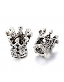 Corona (4). European beads. Aleación. Color plata antigua. 10x10 mm. 4.5 mm perforación. 2 unidades