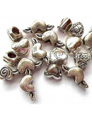 European beads Corazones Alloy Color plateado 9x9x8 mm aproxim. 5 mm perforación 10 unidades