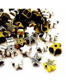 Estrellas. European beads. Aleación de cobre. 9-12x9-12 mm. 5 mm perforación. 10 uds