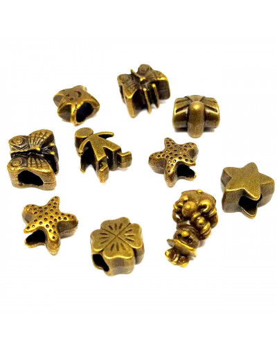 European Beads Varios Aleación de cobre Color bronce antiguo 8-16x8-14 mm 5 mm perforación 10 uds