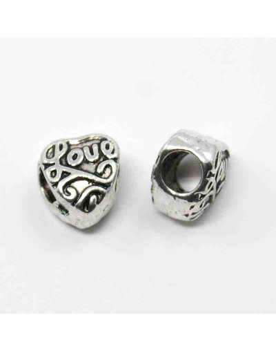 European Beads. Corazón. Aleación cobre. Color bronce antiguo 10~11x8~11 mm. 10 uds.