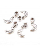 European beads Lunas Alloy Color plata antigua 31 mm 5 mm perforación 4 unidades