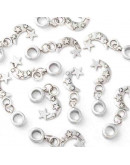 European beads. Luna+Estrella. Aleación de cobre. Color plateado. 30 mm. 5 mm perforación. 4 uds.