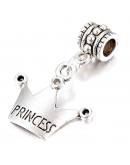 European beads Corona Princess Alloy Color plata antigua 28 mm 5 mm perforación 4 unidades