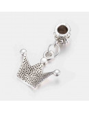 European beads Corona Princess Alloy Color plata antigua 28 mm 5 mm perforación 4 unidades