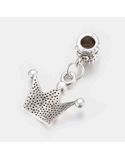 European beads Corona Princess Alloy Color plata antigua 28 mm 5 mm perforación 4 unidades