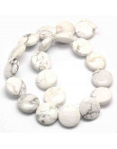 Howlite. Moneda. 20 milímetros diámetro. 7 mm grosor. 2 mm perforación. 1 unidad. Howlite. Moneda. 20 milímetros diámetro. 7 mm grosor. 2 mm perforación. 1 unidad.
