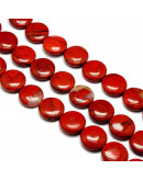 Jásper rojo. Moneda. 20 milímetros diámetro. 7 mm grosor. 2 mm perforación. 1unidad. Jásper rojo. Moneda. 20 milímetros diámetro. 7 mm grosor. 2 mm perforación. 1unidad.