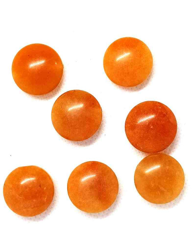 Aventurina naranja. Moneda. 20 milímetros diámetro. 7 mm grosor. 2 mm perforación. 1 unidad.