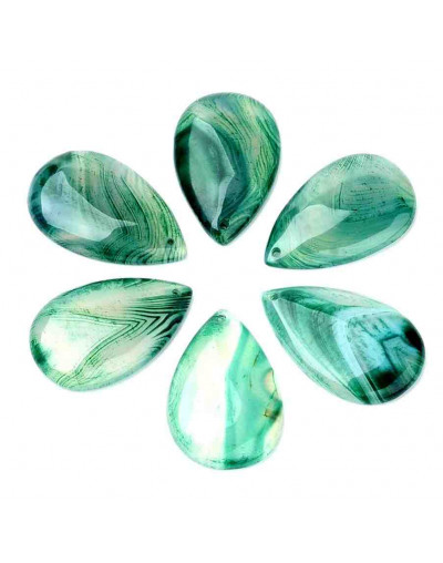 Agata. Gota. Verde marino. De 40 a 44 milímetros. 2 mm perforación. 1 unidad.