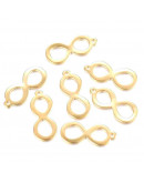 Infinito. Acero inoxidable. Color dorado. 19,5x8,5x1 milímetros. 1,2 mm perforación. 2 unidades. Infinito. Acero inoxidable. Color dorado. 19,5x8,5x1 milímetros. 1,2 mm perforación. 2 unidades.