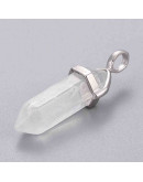 Cuarzo cristal. con engarce de aleación de cobre. 35 milímetros. 3x5 mm engarce. 1 unidad Cuarzo cristal. con engarce de aleación de cobre. 35 milímetros. 3x5 mm engarce. 1 unidad