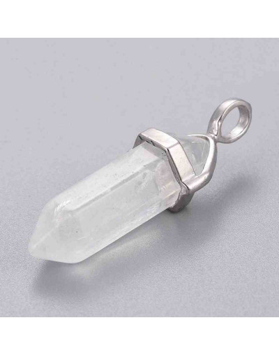 Cuarzo cristal. con engarce de aleación de cobre. 35 milímetros. 3x5 mm engarce. 1 unidad Cuarzo cristal. con engarce de aleación de cobre. 35 milímetros. 3x5 mm engarce. 1 unidad