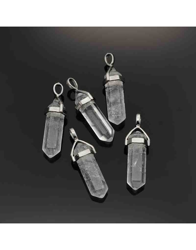 Cuarzo cristal. con engarce de aleación de cobre. 35 milímetros. 3x5 mm engarce. 1 unidad Cuarzo cristal. con engarce de aleación de cobre. 35 milímetros. 3x5 mm engarce. 1 unidad