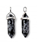 Obsidiana nevada. con engarce de aleación de cobre. 35 milímetros. 3x5 mm engarce. 1 unidad Obsidiana nevada. con engarce de aleación de cobre. 35 milímetros. 3x5 mm engarce. 1 unidad