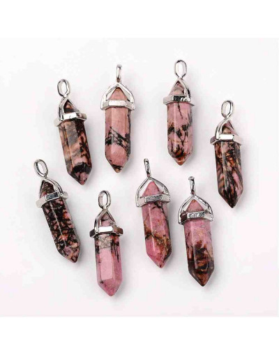 Rodonita. con engarce de aleación de cobre. 35 milímetros. 3x5 mm engarce. 1 unidad Rodonita. con engarce de aleación de cobre. 35 milímetros. 3x5 mm engarce. 1 unidad