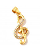 Música: Clave de Sol. Aleación + Zirconia. Baño 18K Gold. 22x10x3 milímeros. 3x5 mm cierre. 1 ud. Música: Clave de Sol. Aleación + Zirconia. Baño 18K Gold. 22x10x3 milímeros. 3x5 mm cierre. 1 ud.