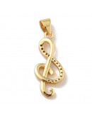 Música: Clave de Sol. Aleación + Zirconia. Baño 18K Gold. 22x10x3 milímeros. 3x5 mm cierre. 1 ud. Música: Clave de Sol. Aleación + Zirconia. Baño 18K Gold. 22x10x3 milímeros. 3x5 mm cierre. 1 ud.