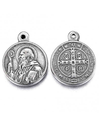 San Benito. Acero inoxidable. Color Plateado. 17.5x14x3 mm. 1 unidad