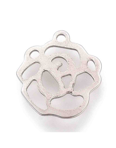 Flores. Acero inoxidable. Color plateado. 13.5x12x0,5 mm.1.2 mm perforación. 2 unidades Flores. Acero inoxidable. Color plateado. 13.5x12x0,5 mm.1.2 mm perforación. 2 unidades