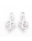 Música - Clave de Sol. Acero inoxidable. Color plateado. 15x8x1 mm. 1.5 mm perforación. 2 unidades Música - Clave de Sol. Acero inoxidable. Color plateado. 15x8x1 mm. 1.5 mm perforación. 2 unidades