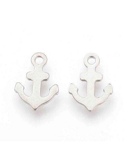 Anclas. Acero inoxidable. Color plateado. 13x9x0,8 mm. 1.5 mm perforación. 2 unidades
