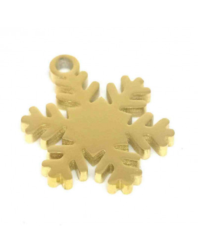Copo de nieve. Acero inoxidable. Color dorado. 15 milímetros. 1 unidad