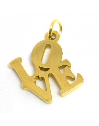 Love. Acero inoxidable. Color dorado. 13x11 milímetros. 1 unidad