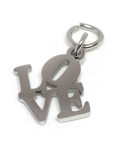 Love. Acero inoxidable. Color plateado. 13x11 milímetros. 1 unidad